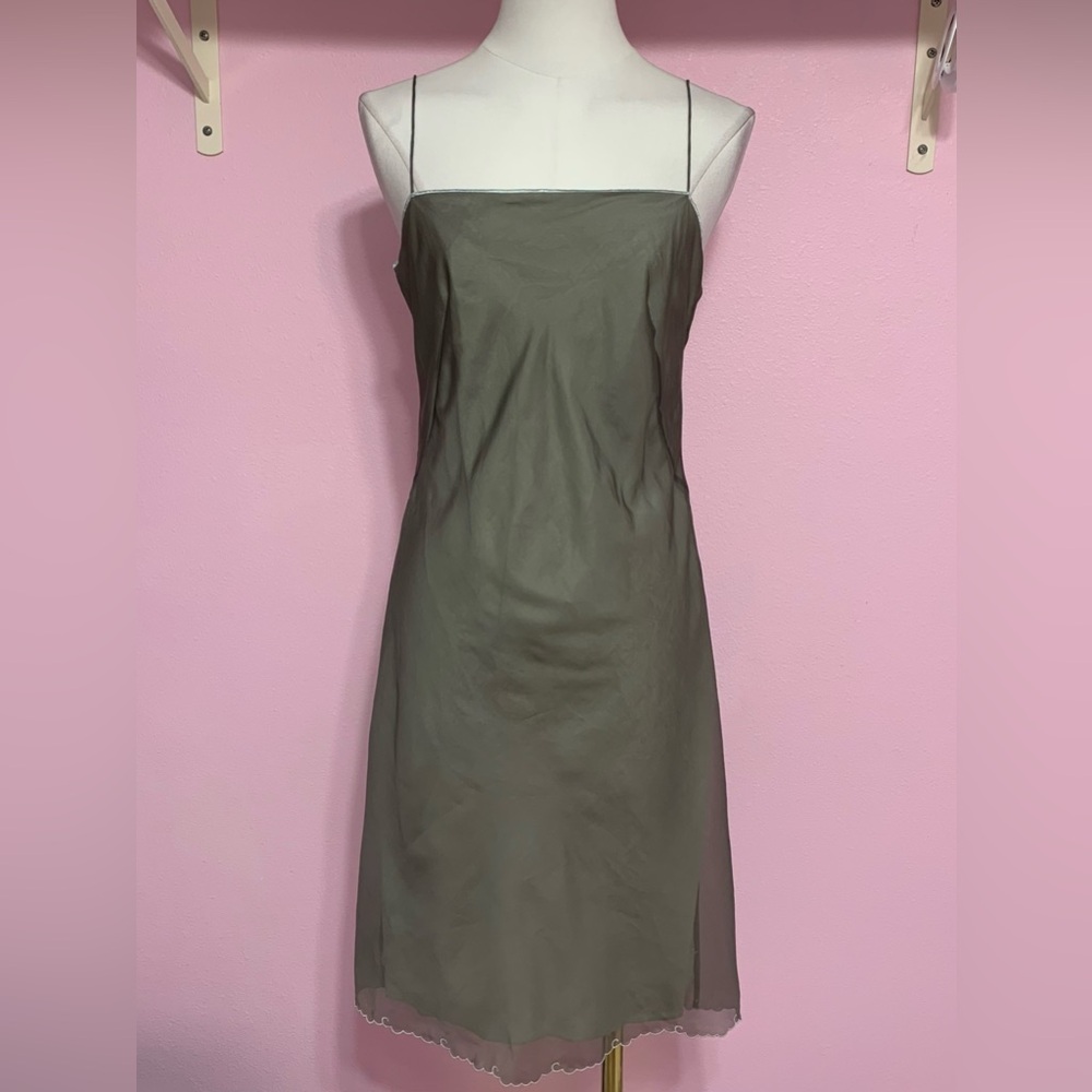 VTG Y2K Banana Republic Gray Silk Dress - 2